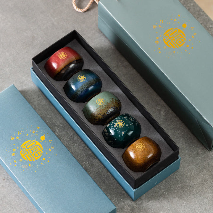 Taza de té de cerámica con personajes Fu pintados a mano de Buddha Stones y Kung Fu, con caja de regalo - image 9