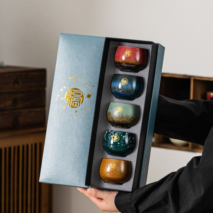 Taza de té de cerámica con personajes Fu pintados a mano de Buddha Stones y Kung Fu, con caja de regalo - image 7