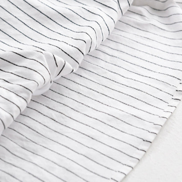 Camisa de algodón de manga larga con cuello alto y rayas 2 en 1 para hombre Buddha Stones Fall - image 7