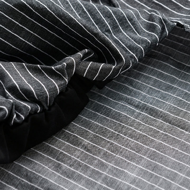 Camisa de algodón de manga larga con cuello alto y rayas 2 en 1 para hombre Buddha Stones Fall - image 12