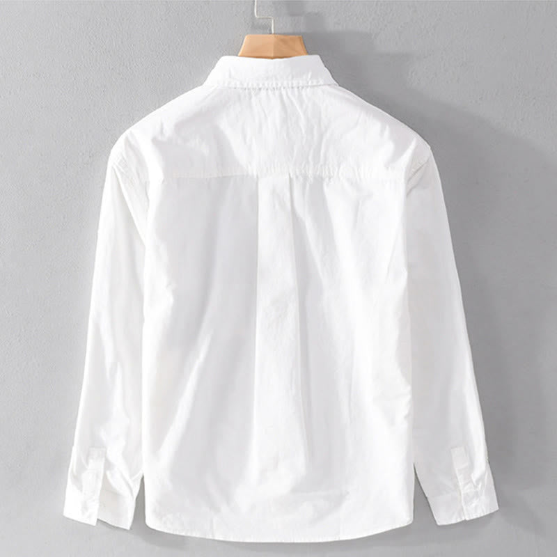 Camisa de algodón de manga larga para hombre, con Buddha Stones, bloques de color, bolsillos decorativos, botones y cuello alto. - image 9