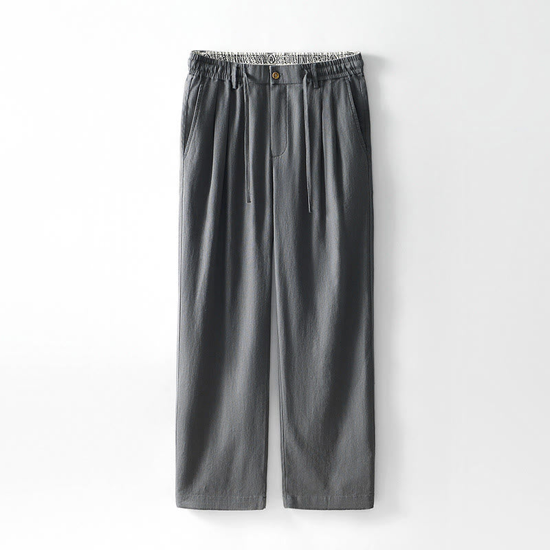 Pantalones anchos de lino con cremallera y cordón para hombre, con estampado de Buddha Stones caídas, con bolsillos - Gris - US/UK/AU44, EU54 (4XL) - image 0