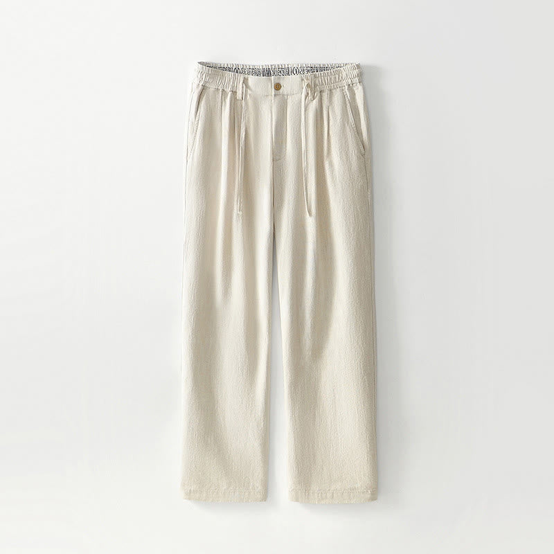 Pantalones anchos de lino con cremallera y cordón para hombre, con estampado de Buddha Stones caídas, con bolsillos - Lino - US/UK/AU44, EU54 (4XL) - image 25