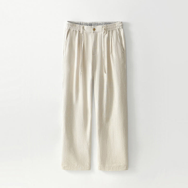 Pantalones anchos de lino con cremallera y cordón para hombre, con estampado de Buddha Stones caídas, con bolsillos - Lino - US/UK/AU44, EU54 (4XL) - image 25