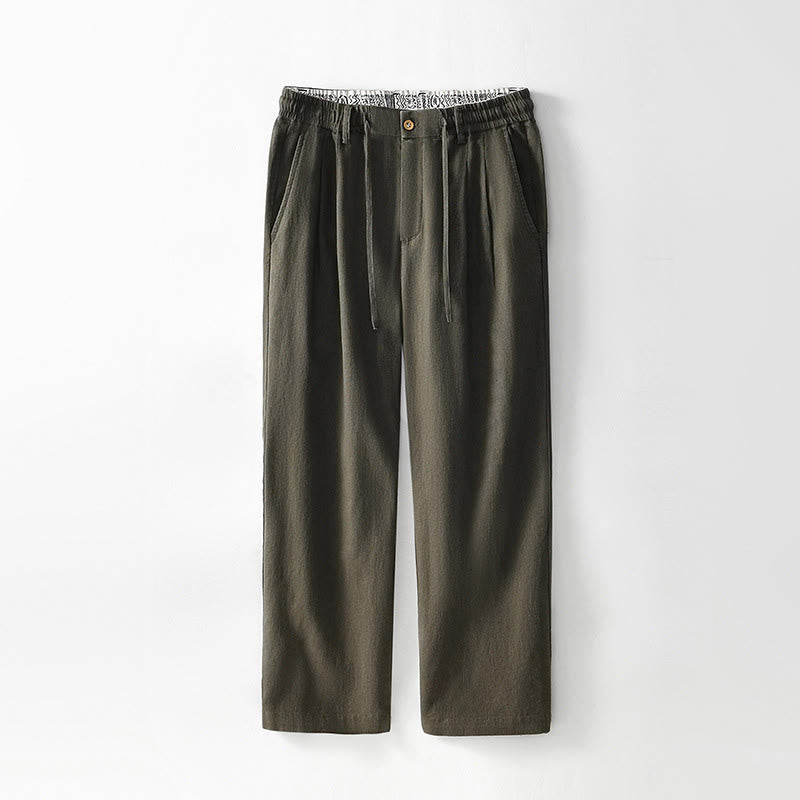 Pantalones anchos de lino con cremallera y cordón para hombre, con estampado de Buddha Stones caídas, con bolsillos - Aceituna - US/UK/AU44, EU54 (4XL) - image 14