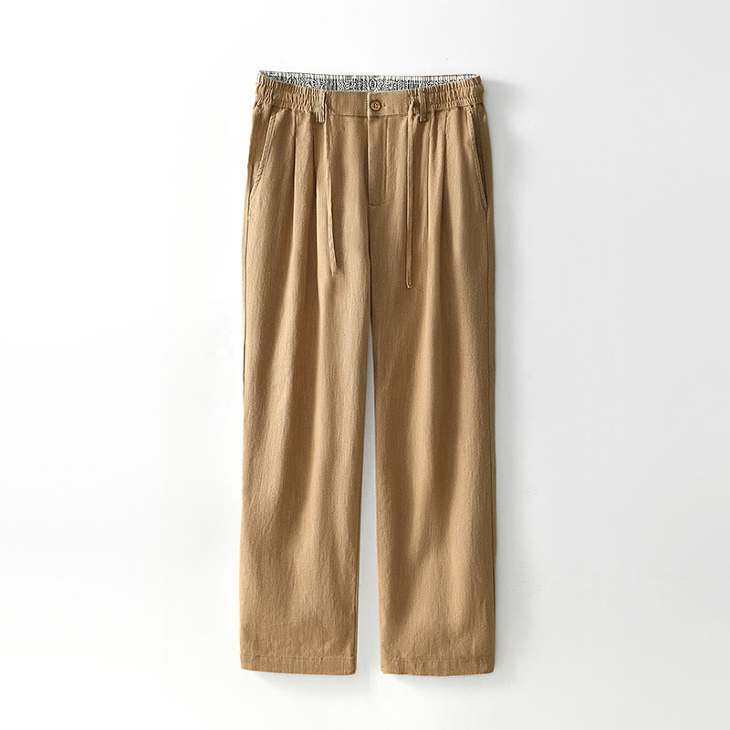 Pantalones anchos de lino con cremallera y cordón para hombre, con estampado de Buddha Stones caídas, con bolsillos - Caqui - US/UK/AU44, EU54 (4XL) - image 20