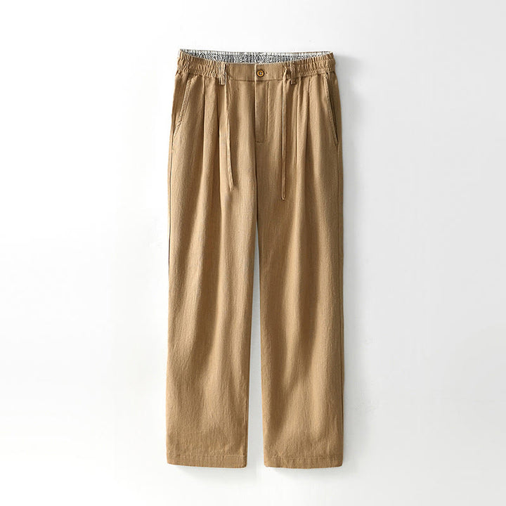 Pantalones anchos de lino con cremallera y cordón para hombre, con estampado de Buddha Stones caídas, con bolsillos - Caqui - US/UK/AU44, EU54 (4XL) - image 20