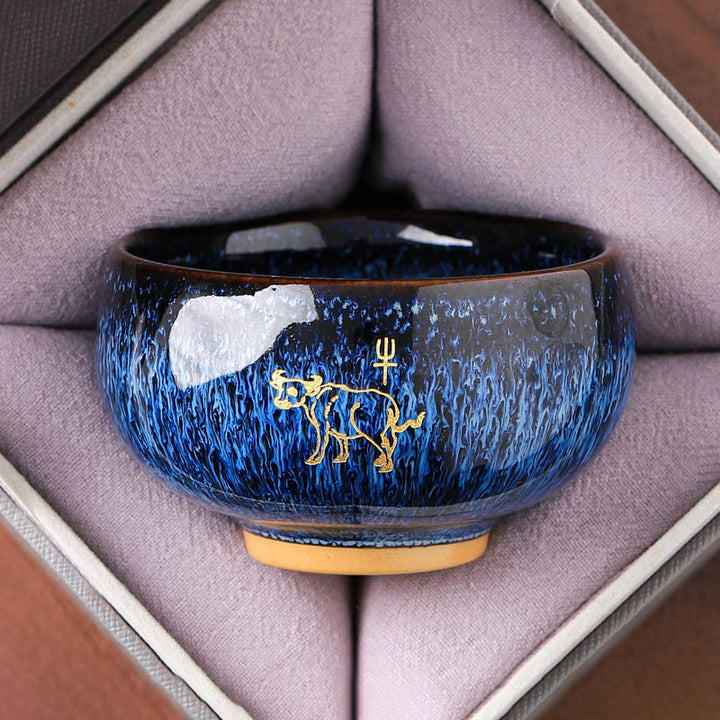 Taza de té de cerámica con diseño de Buddha Stones y el año del Caballo (135 ml) - Buey 7,5cm*4,8cm*135ml - image 2