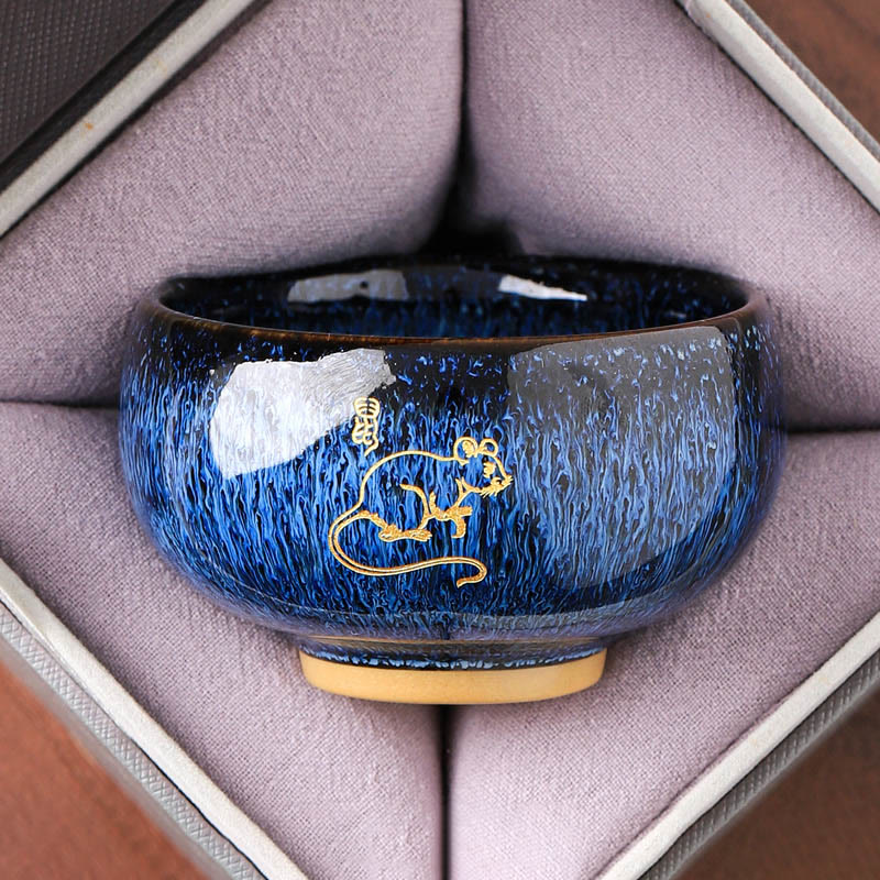 Taza de té de cerámica con diseño de Buddha Stones y el año del Caballo (135 ml) - Rata 7,5 cm x 4,8 cm x 135 ml - image 1