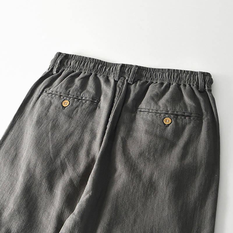 Pantalones anchos de lino con cremallera y cordón para hombre, con estampado de Buddha Stones caídas, con bolsillos - image 3