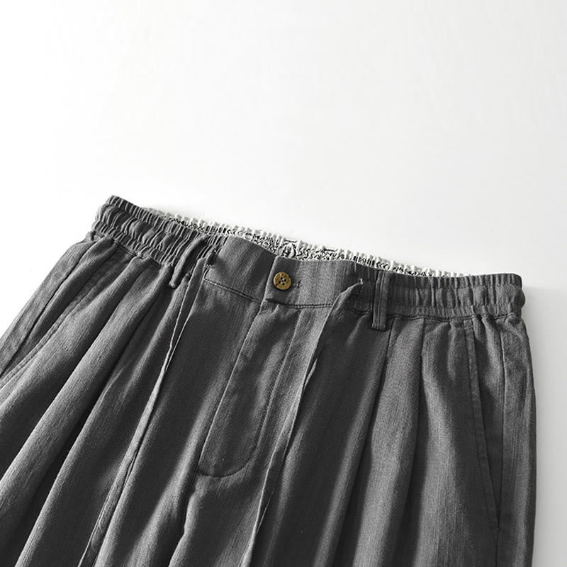 Pantalones anchos de lino con cremallera y cordón para hombre, con estampado de Buddha Stones caídas, con bolsillos - image 2