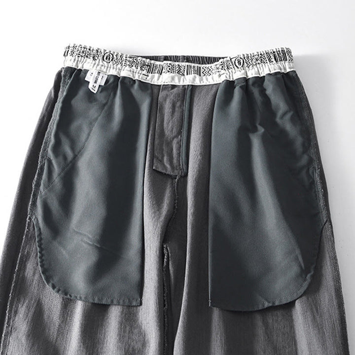 Pantalones anchos de lino con cremallera y cordón para hombre, con estampado de Buddha Stones caídas, con bolsillos - image 7