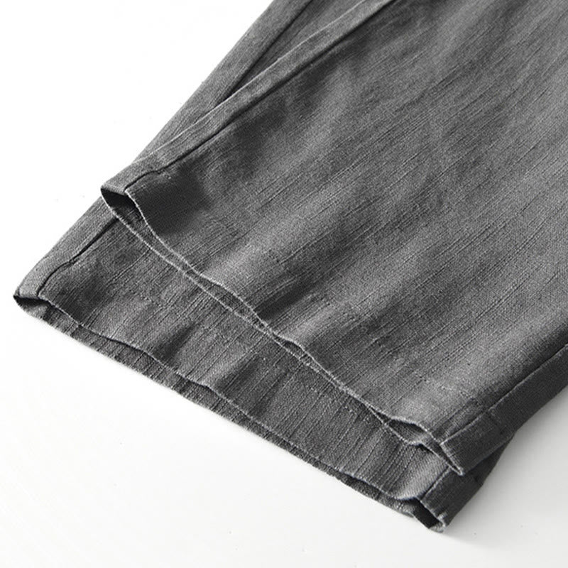 Pantalones anchos de lino con cremallera y cordón para hombre, con estampado de Buddha Stones caídas, con bolsillos - image 8