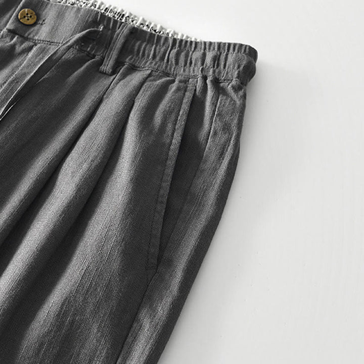 Pantalones anchos de lino con cremallera y cordón para hombre, con estampado de Buddha Stones caídas, con bolsillos - image 6