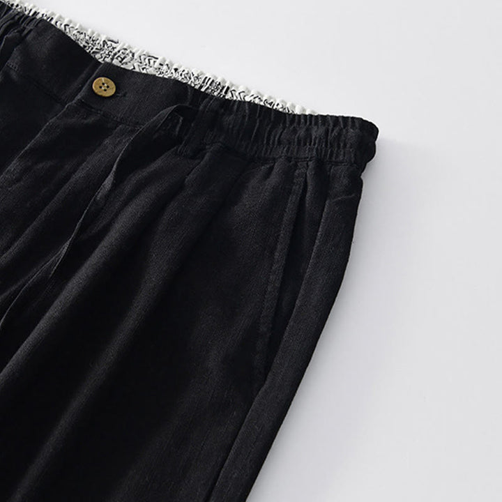 Pantalones anchos de lino con cremallera y cordón para hombre, con estampado de Buddha Stones caídas, con bolsillos - image 11