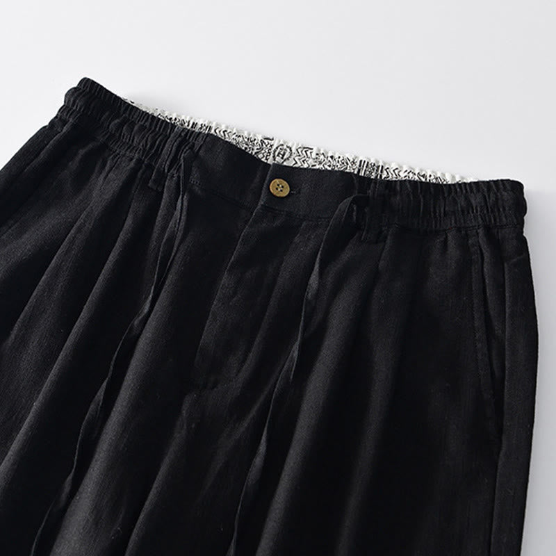 Pantalones anchos de lino con cremallera y cordón para hombre, con estampado de Buddha Stones caídas, con bolsillos - image 10