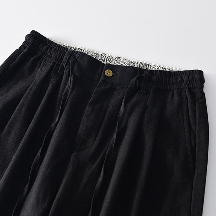 Pantalones anchos de lino con cremallera y cordón para hombre, con estampado de Buddha Stones caídas, con bolsillos - image 10