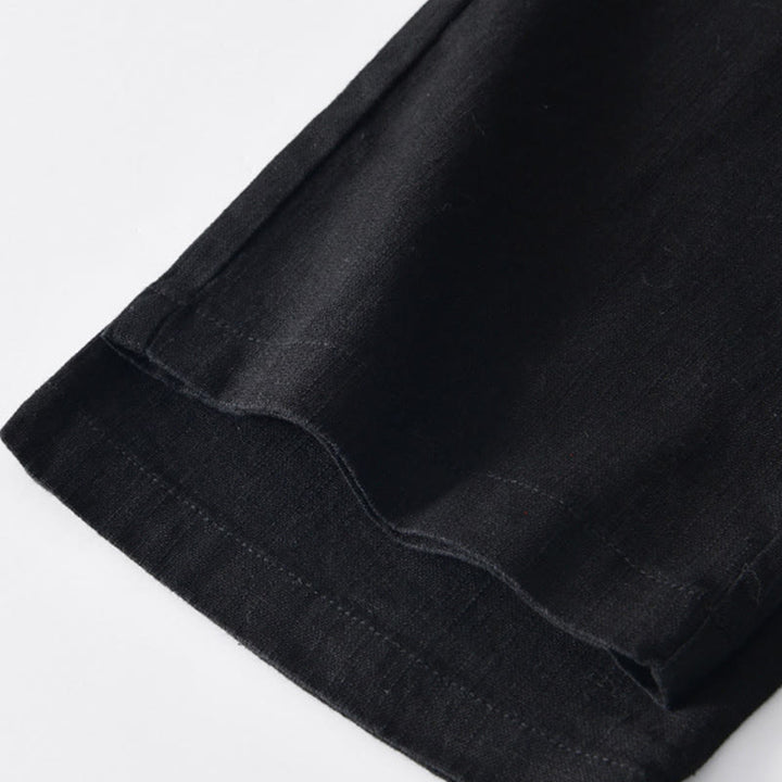 Pantalones anchos de lino con cremallera y cordón para hombre, con estampado de Buddha Stones caídas, con bolsillos - image 13