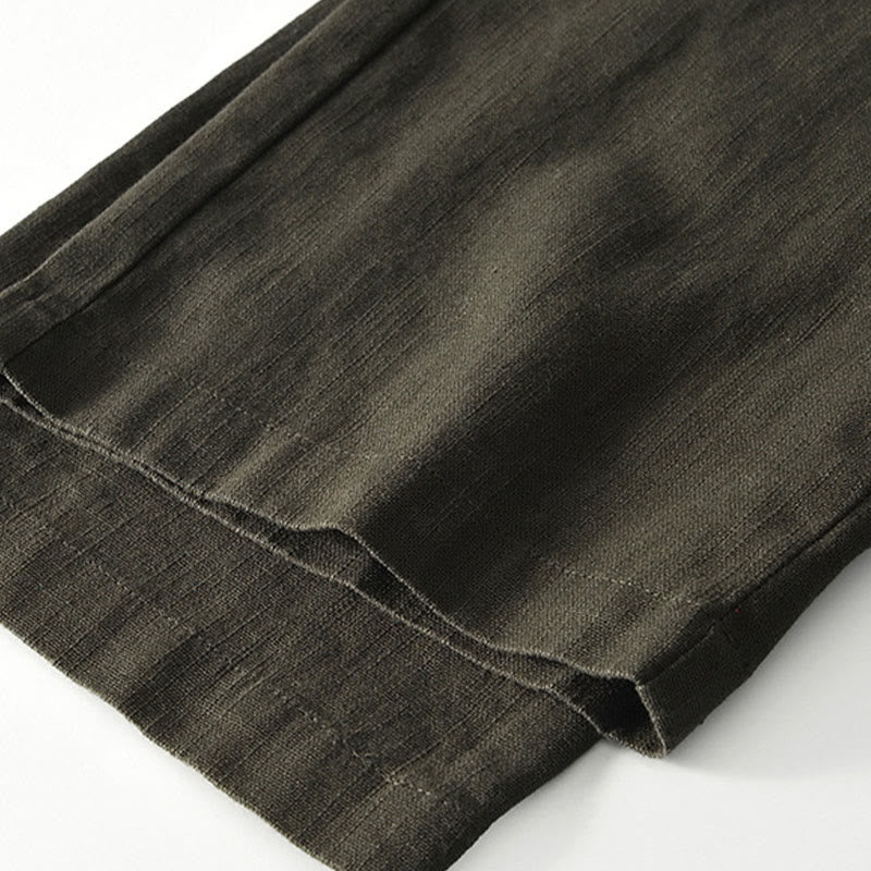 Pantalones anchos de lino con cremallera y cordón para hombre, con estampado de Buddha Stones caídas, con bolsillos - image 19