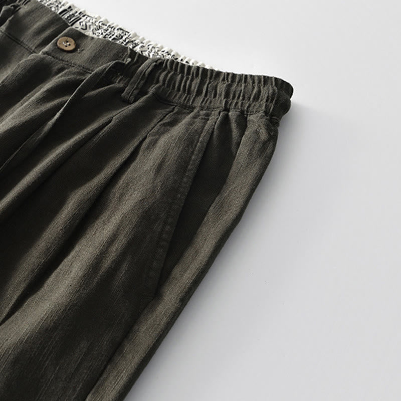 Pantalones anchos de lino con cremallera y cordón para hombre, con estampado de Buddha Stones caídas, con bolsillos - image 17
