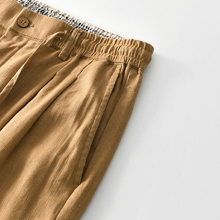 Pantalones anchos de lino con cremallera y cordón para hombre, con estampado de Buddha Stones caídas, con bolsillos - image 22