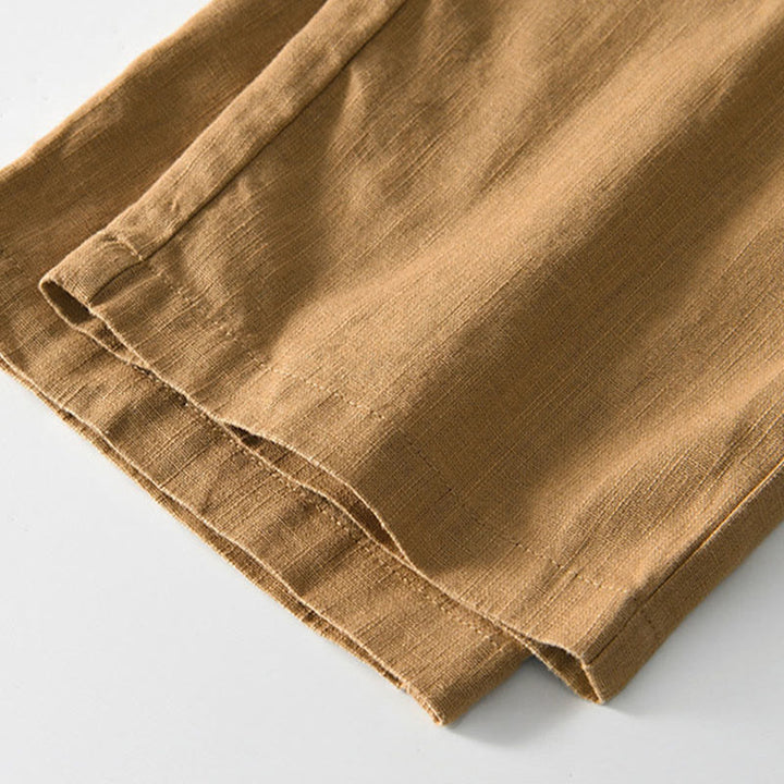 Pantalones anchos de lino con cremallera y cordón para hombre, con estampado de Buddha Stones caídas, con bolsillos - image 24