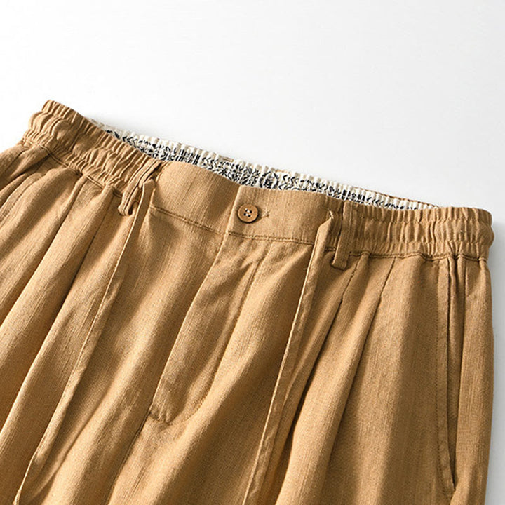 Pantalones anchos de lino con cremallera y cordón para hombre, con estampado de Buddha Stones caídas, con bolsillos - image 21