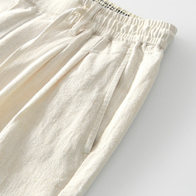 Pantalones anchos de lino con cremallera y cordón para hombre, con estampado de Buddha Stones caídas, con bolsillos - image 29