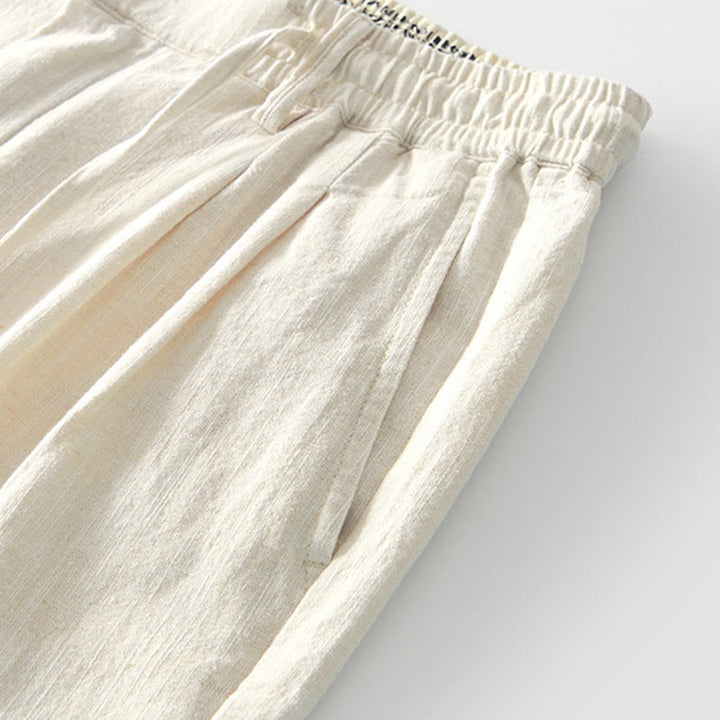 Pantalones anchos de lino con cremallera y cordón para hombre, con estampado de Buddha Stones caídas, con bolsillos - image 29