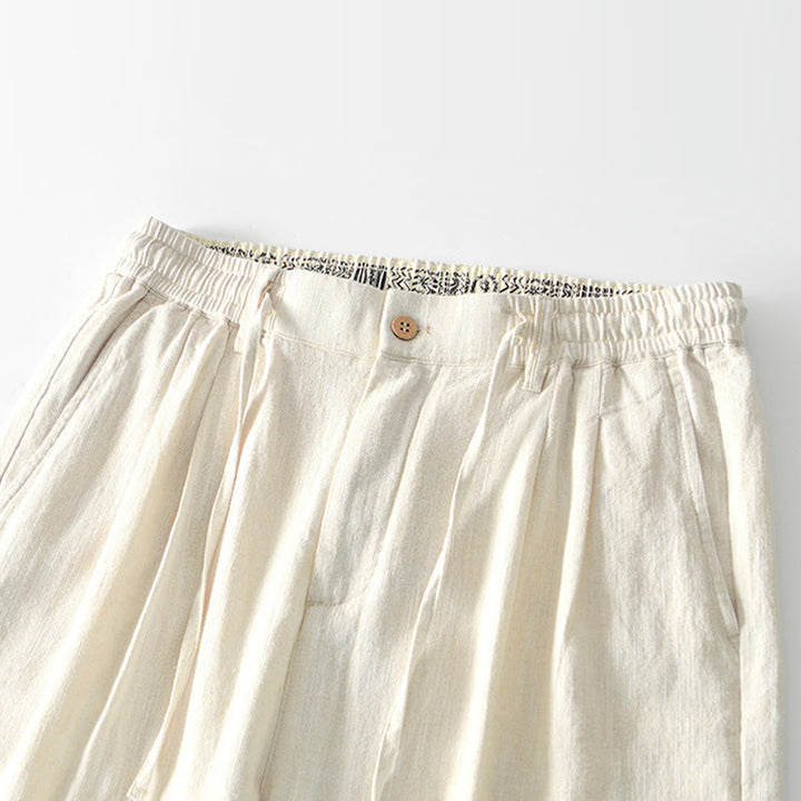 Pantalones anchos de lino con cremallera y cordón para hombre, con estampado de Buddha Stones caídas, con bolsillos - image 26