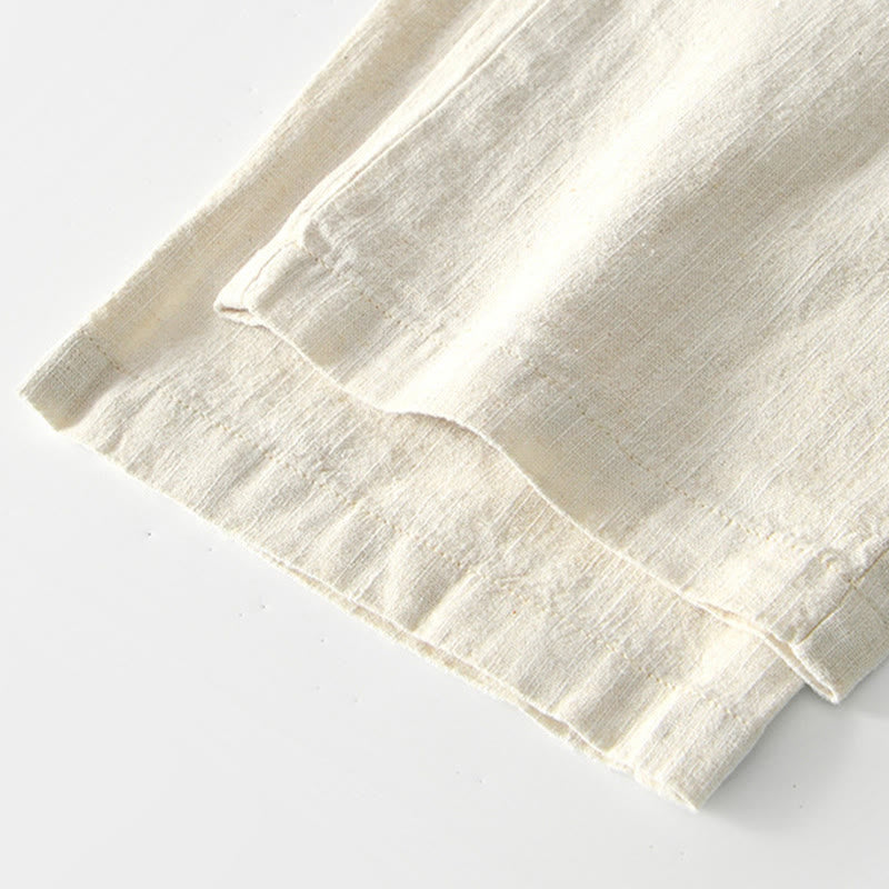 Pantalones anchos de lino con cremallera y cordón para hombre, con estampado de Buddha Stones caídas, con bolsillos - image 30