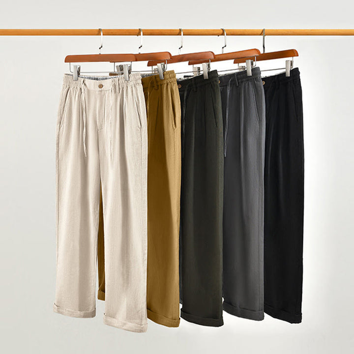 Pantalones anchos de lino con cremallera y cordón para hombre, con estampado de Buddha Stones caídas, con bolsillos - image 32