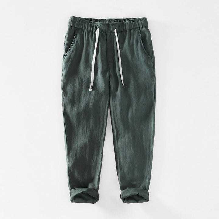 Pantalones de lino hasta el tobillo para hombre con cintura elástica y cordón ajustable con Buddha Stones y bolsillos - Verdemar - US/UK/AU44, EU54 (4XL) - image 25
