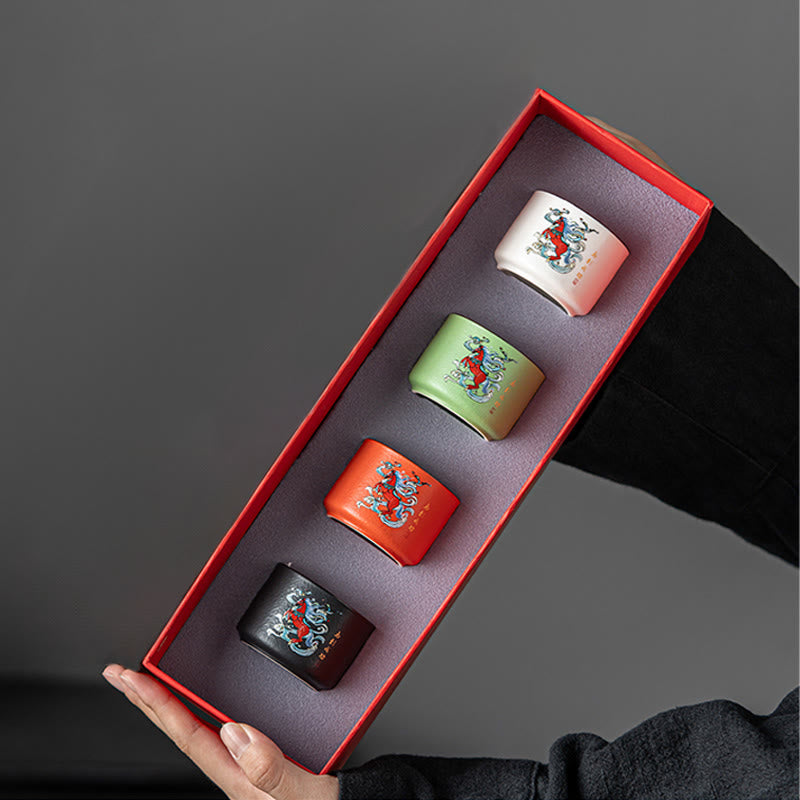 Taza de té de cerámica pintada a mano con Buddha Stones del Año del Caballo, taza de té de Kung Fu  - Juego de tazas rectas 5,3 cm x 4 cm x 50 ml - image 8
