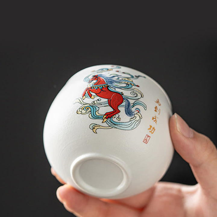 Taza de té de cerámica pintada a mano con Buddha Stones del Año del Caballo, taza de té de Kung Fu  - image 7