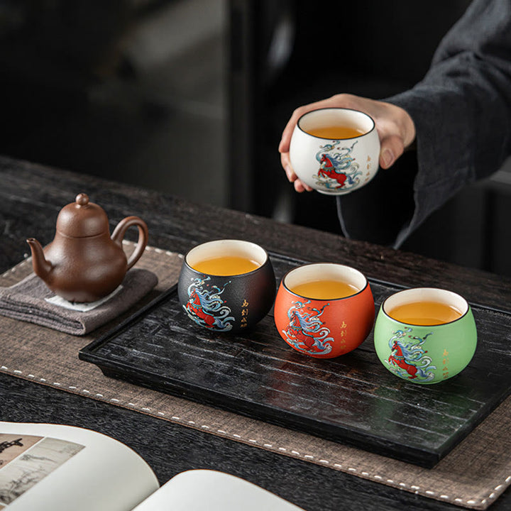 Taza de té de cerámica pintada a mano con Buddha Stones del Año del Caballo, taza de té de Kung Fu  - image 4