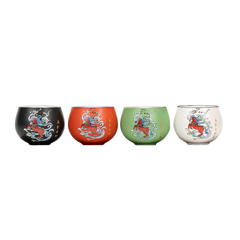 Taza de té de cerámica pintada a mano con Buddha Stones del Año del Caballo, taza de té de Kung Fu  - image 5