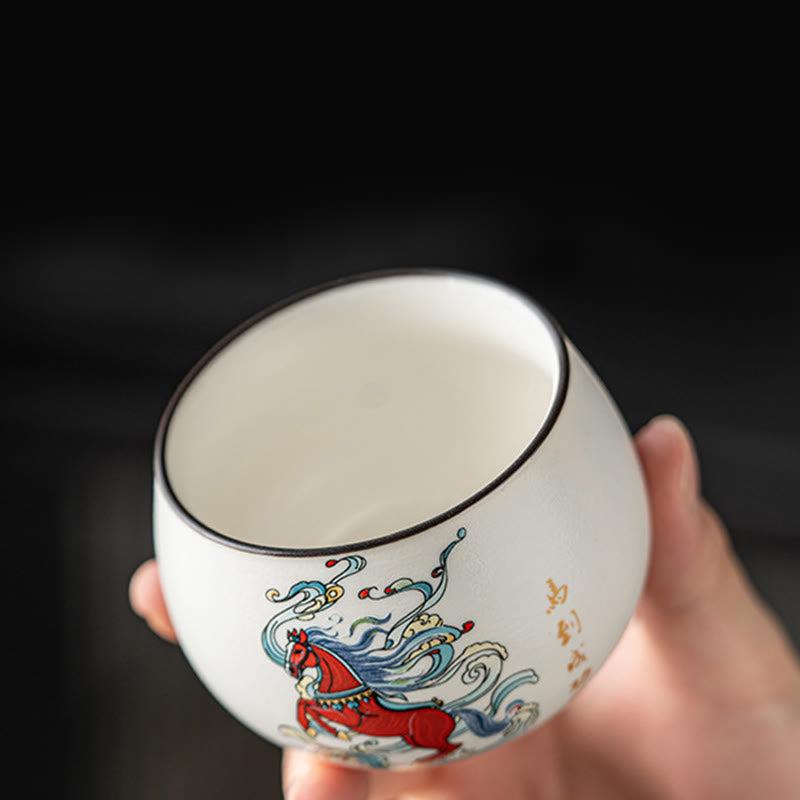 Taza de té de cerámica pintada a mano con Buddha Stones del Año del Caballo, taza de té de Kung Fu  - image 6