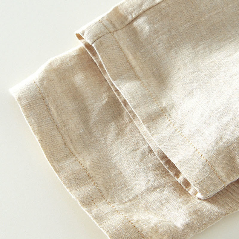 Pantalones de lino hasta el tobillo para hombre con cintura elástica y cordón ajustable con Buddha Stones y bolsillos - image 4