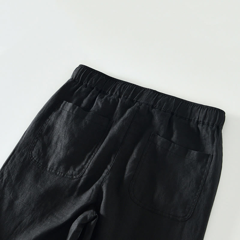 Pantalones de lino hasta el tobillo para hombre con cintura elástica y cordón ajustable con Buddha Stones y bolsillos - image 7