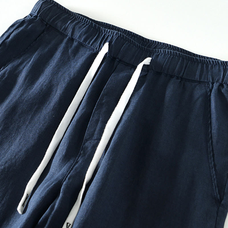 Pantalones de lino hasta el tobillo para hombre con cintura elástica y cordón ajustable con Buddha Stones y bolsillos - image 19