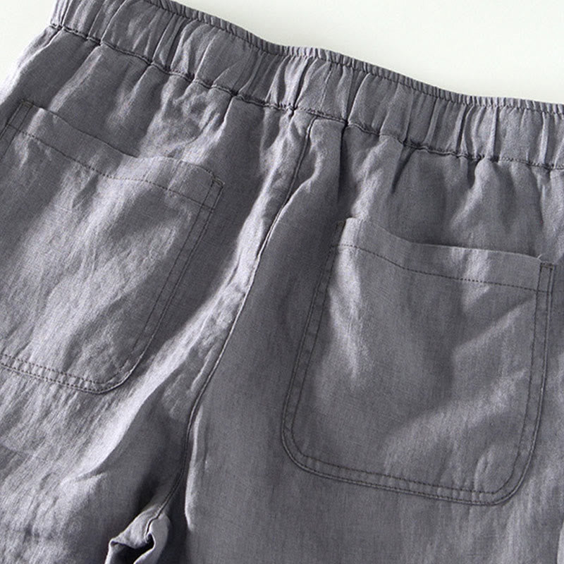 Pantalones de lino hasta el tobillo para hombre con cintura elástica y cordón ajustable con Buddha Stones y bolsillos - image 17