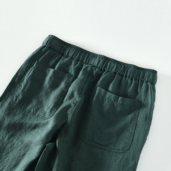 Pantalones de lino hasta el tobillo para hombre con cintura elástica y cordón ajustable con Buddha Stones y bolsillos - image 28