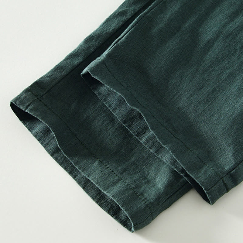 Pantalones de lino hasta el tobillo para hombre con cintura elástica y cordón ajustable con Buddha Stones y bolsillos - image 29