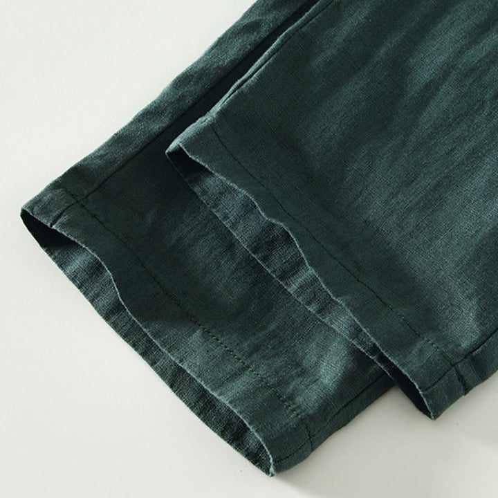 Pantalones de lino hasta el tobillo para hombre con cintura elástica y cordón ajustable con Buddha Stones y bolsillos - image 29