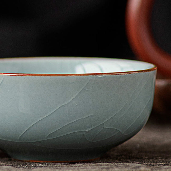 Taza de té de cerámica con diseño de pez koi pintado a mano con Buddha Stones, 50 ml - image 7