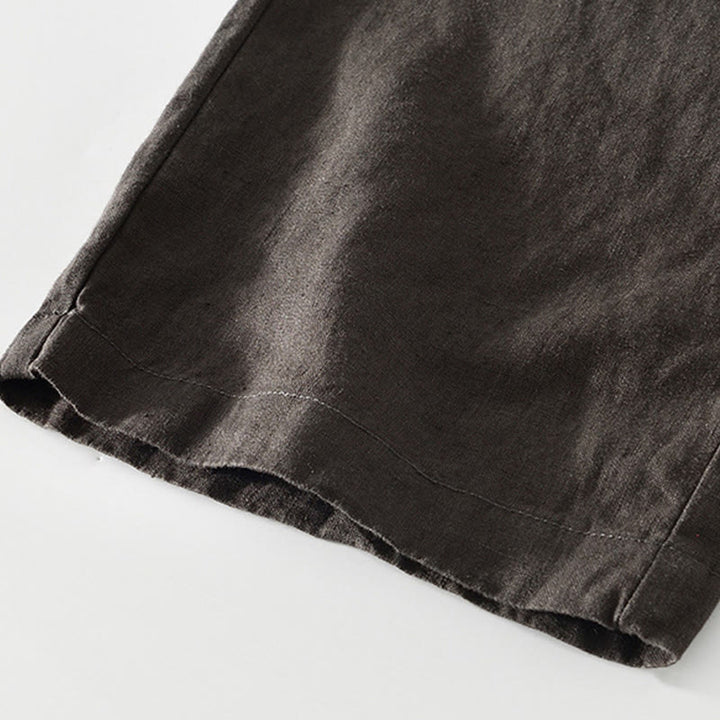 Pantalones rectos de lino con cintura elástica y cordón ajustable para hombre, con Buddha Stones caídas, y bolsillos. - image 15