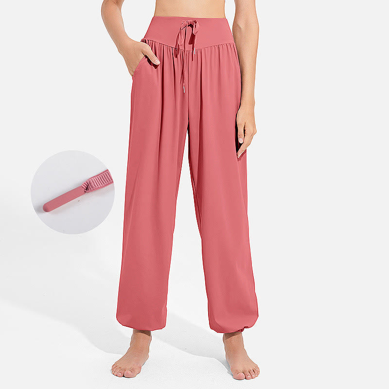 Pantalones deportivos tipo harem para mujer con diseño de Buddha Stones, cintura elástica y cordón ajustable, ideales para yoga y con bolsillos. - Salmón - US8-10，UK/AU12-14，EU40-42 (2XL) - image 25