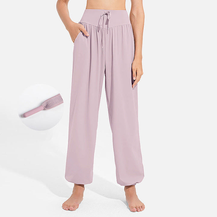 Pantalones deportivos de yoga con cintura elástica y cordón ajustable para mujer, con Buddha Stones y bolsillos. - Rubor lavanda - US8-10，UK/AU12-14，EU40-42 (2XL) - image 12