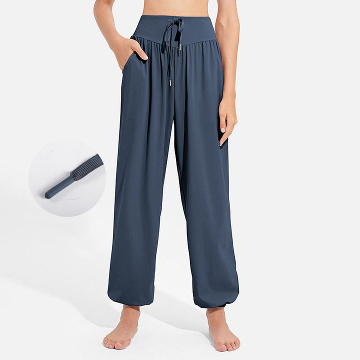Pantalones deportivos tipo harem para mujer con diseño de Buddha Stones, cintura elástica y cordón ajustable, ideales para yoga y con bolsillos. - Azul acero - US8-10，UK/AU12-14，EU40-42 (2XL) - image 21